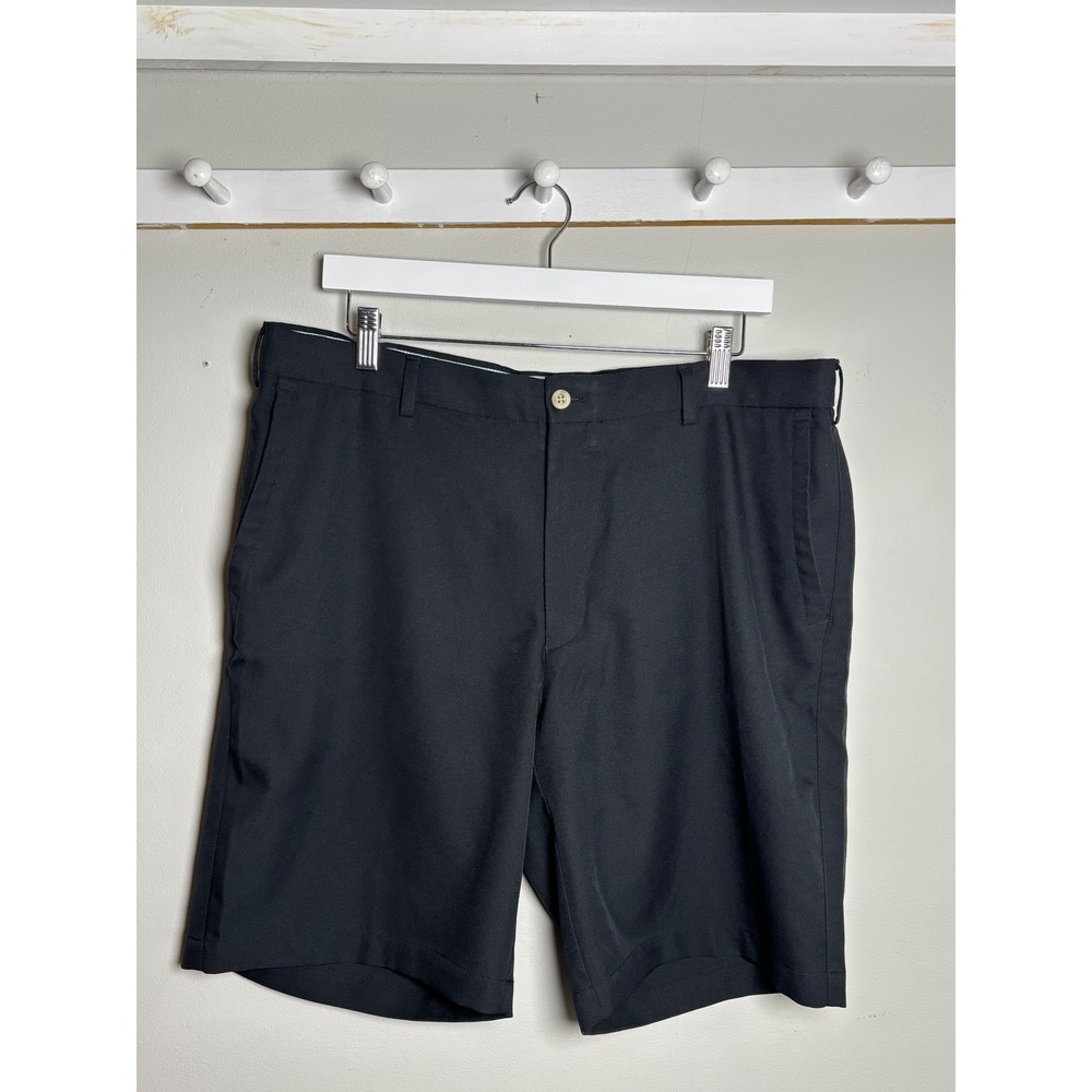 Peter Millar Golf Shorts Performance Flat Front Black Size 36